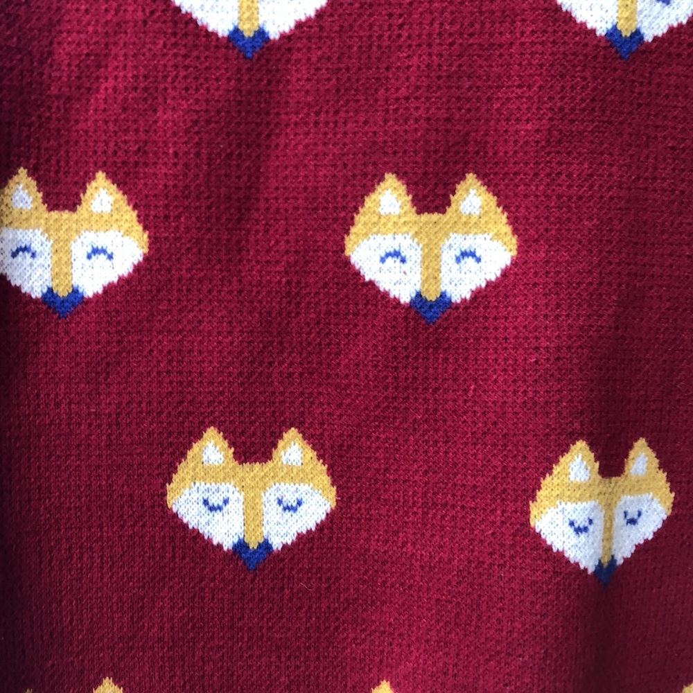 Modcloth Red Sweater With Fox Pattern - image 3
